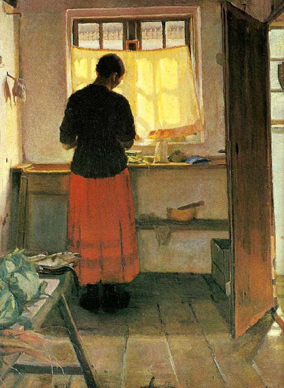 Anna Ancher pigen i kokkenet